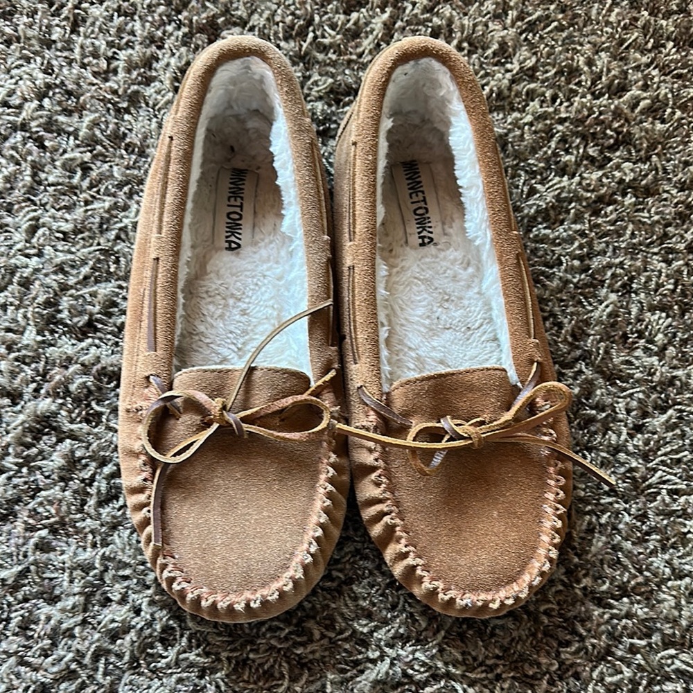 Minnetonka Tan Suede Moccasins